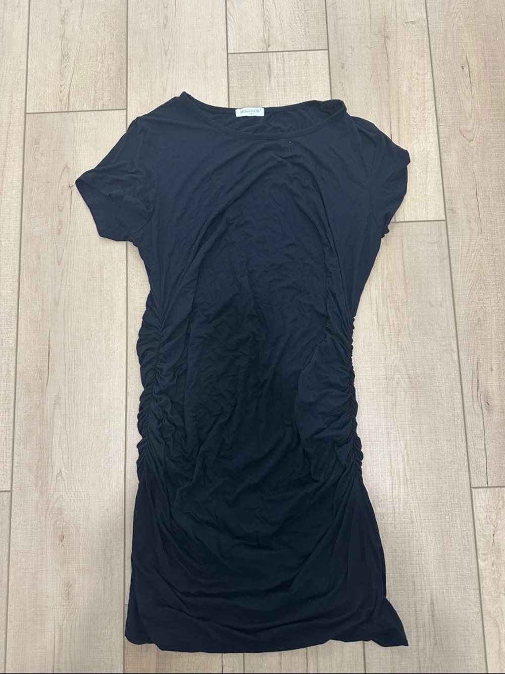 Black Ruched Short Sleeve Bodycon Dress